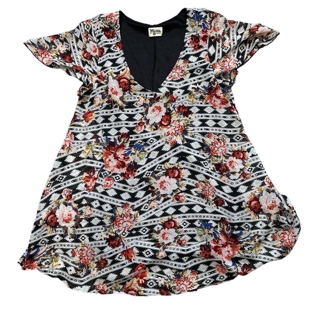 Show Me Your MuMu Kylie Mini Dress Rose Ranger Floral Aztec Print Size Medium